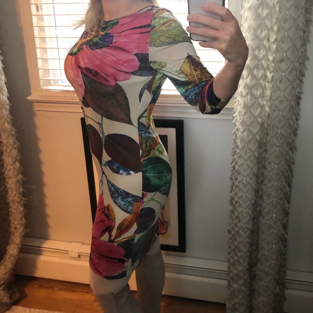 ABS by Allen Schwartz Cream Floral Dress